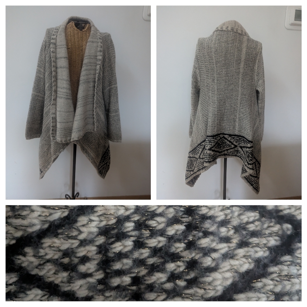 BCBG Maxazria boho waterfall cardigan sweater M